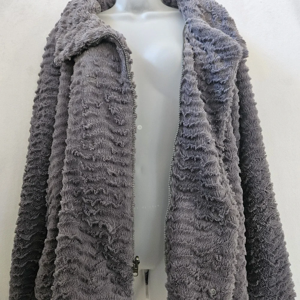 Patagonia Los Gatos Fleece Womens XL Grey Wavy Textured Mock Neck Gorpcore Cozy - Picture 10 of 15